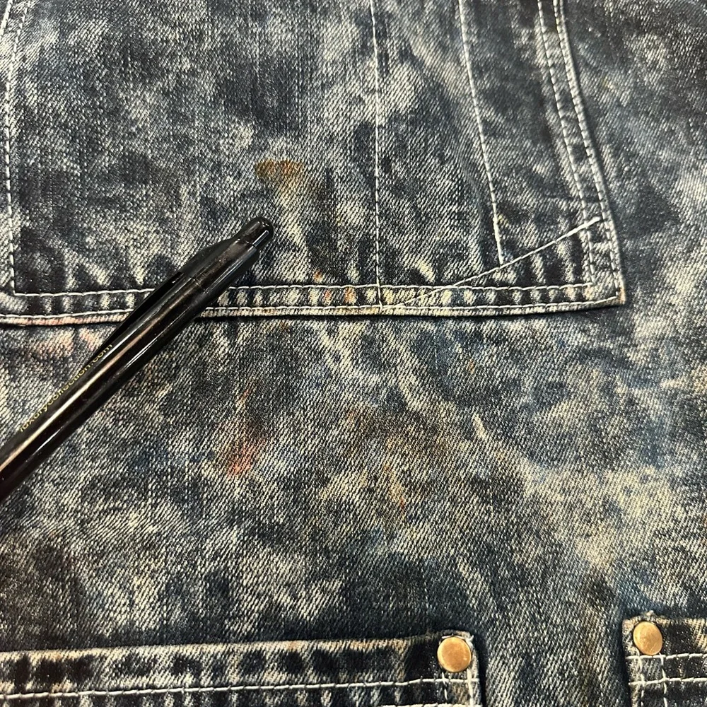 Jeanerlor Blue Acid Wash Denim Overalls Apron